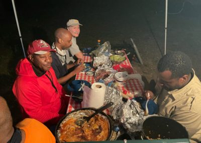 Lee at a campout dinner